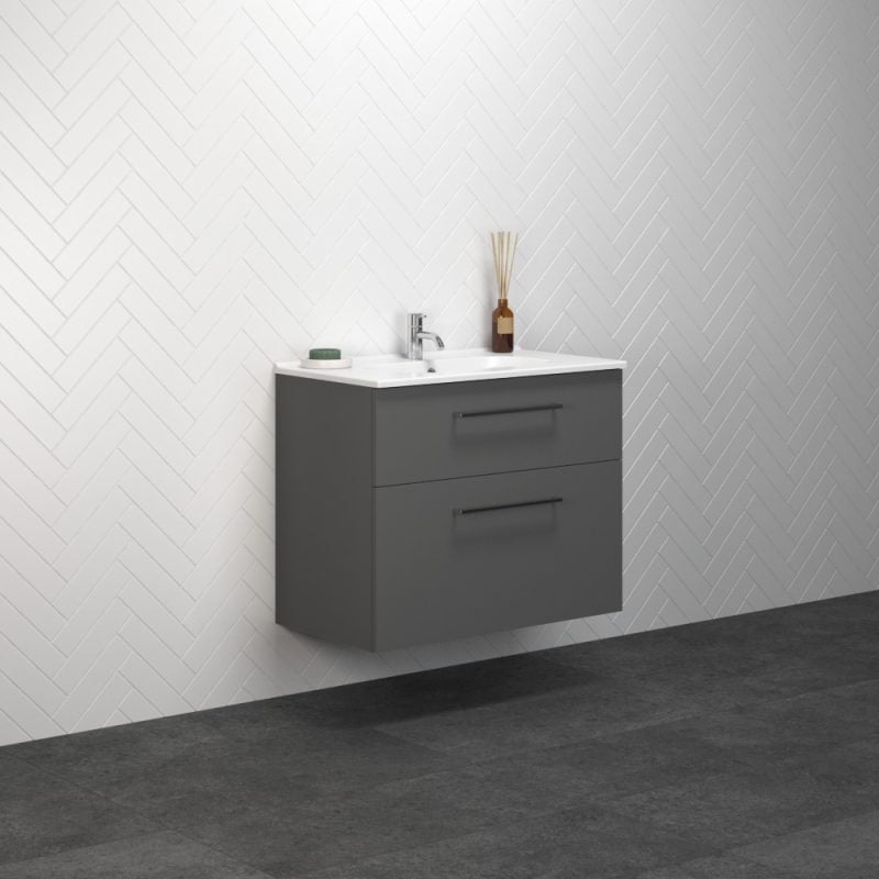 Dansani Luna Vaskeskab 49,5x121x45,5 Grå mat Porcelænsvask