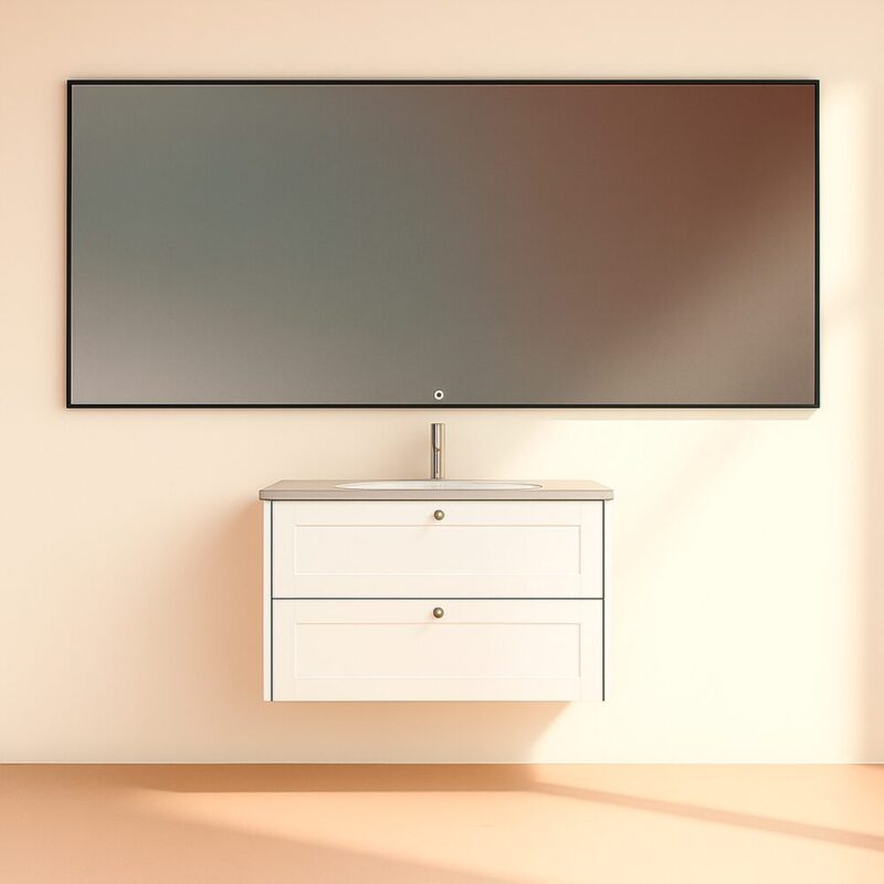Kagami Eclipse Square 160x75 Spejl Mat Sort Ramme