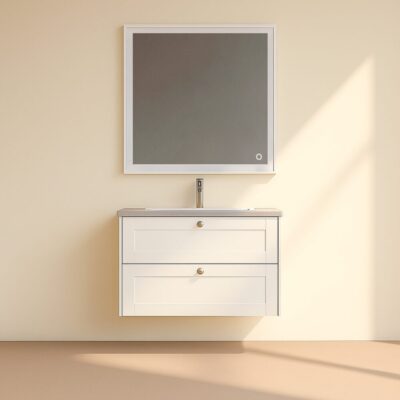 Kagami Endless Square 80x80 Spejl Mat Hvid Ramme