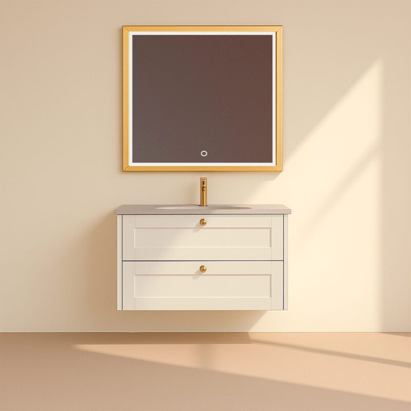 Kagami Endless Square 80x80 Spejl Børstet Messing Ramme