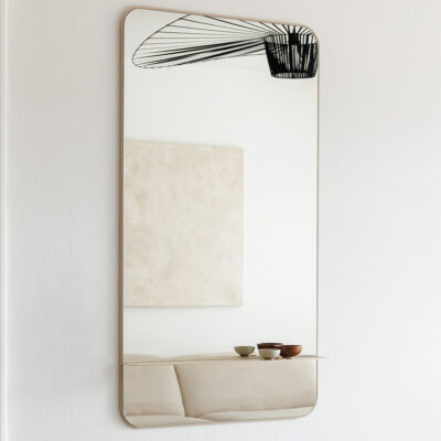 Metallbude Caleo Spejl med hylde 110x60 Cream