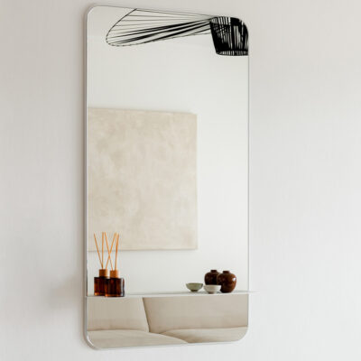 Metallbude Caleo Spejl med hylde 110x60 Hvid