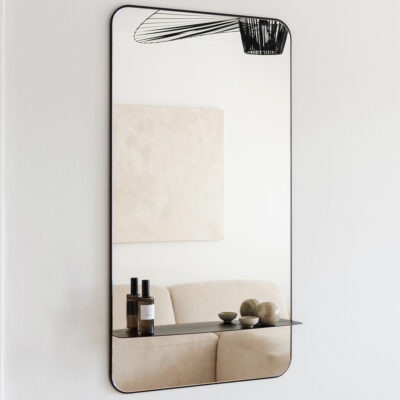 Metallbude Caleo Spejl med hylde 110x60 Sort