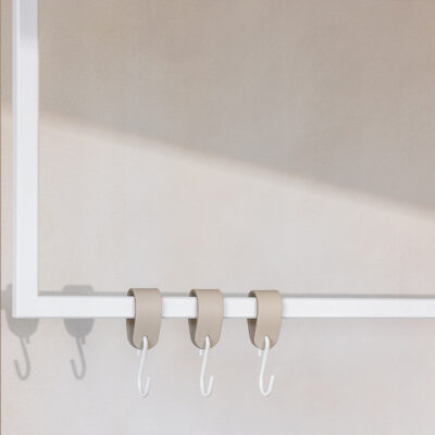 Metallbude Læder S-Krog, 3 stk. Beige