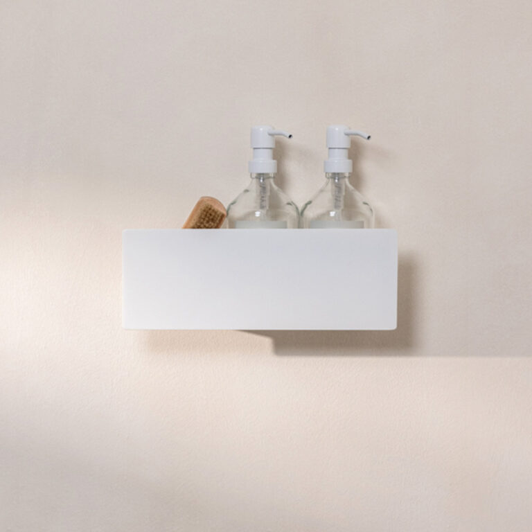 METALLBUDE Mensola Doccia SHEA 50 Cm Bianco – Adesiva Senza Fori In Alluminio Minimal